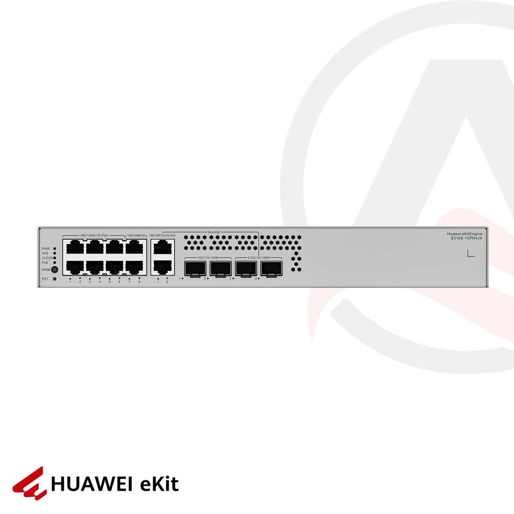 Huawei S310S-10PN4JX - 10 Port PoE, 2 Port 2.5G, 2 Port 10G SFP+, 10/100/1000 L2+ Yönetilebilir Switch, 1W