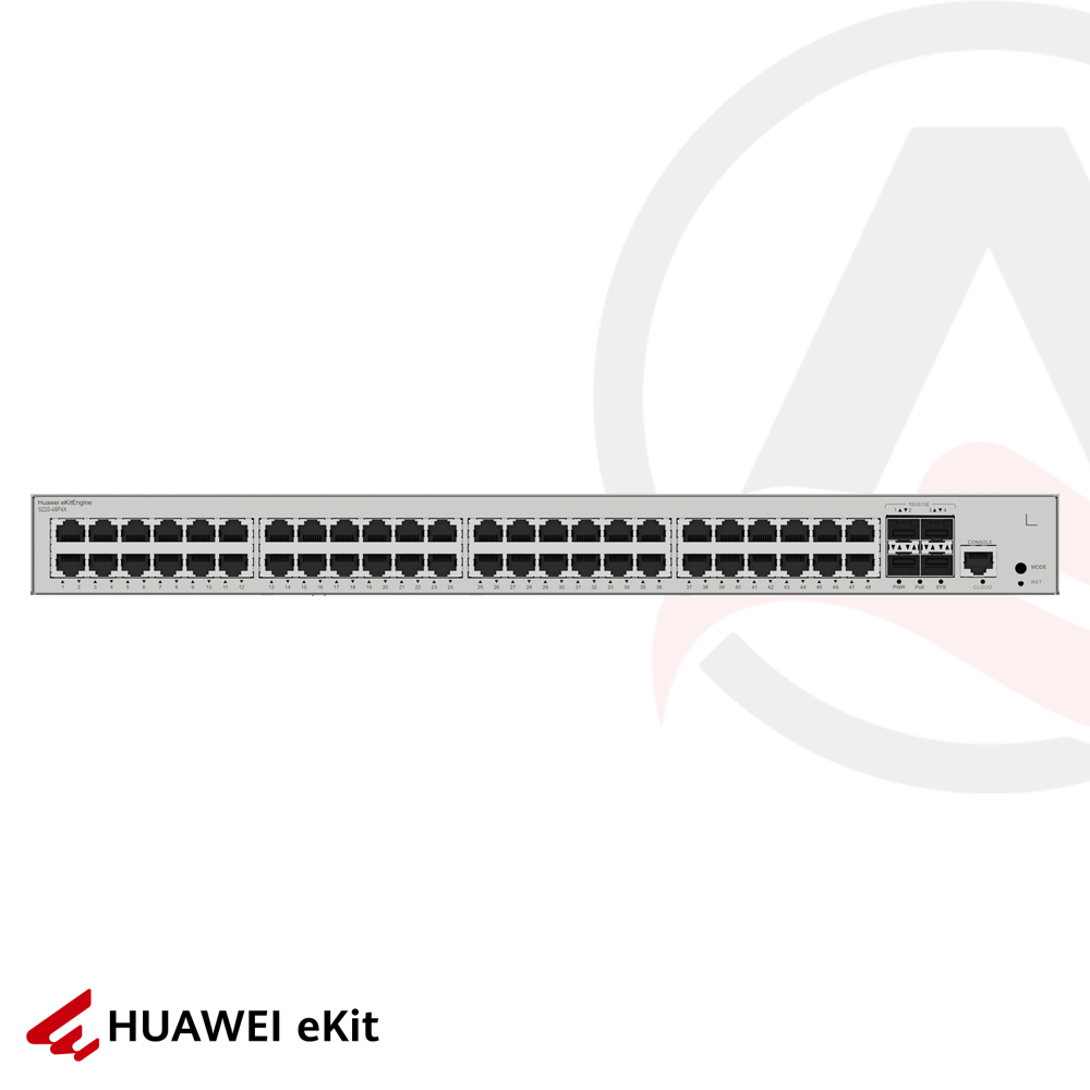 Huawei S220-48P4S - 48 Port PoE, 4 Port SFP, 10/100/1000 L2 Yönetilebilir Switch, 380W