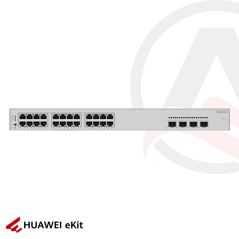 Huawei S220S-24LP4JX - 24 Port PoE, 2 Port 2.5G, 2 Port 10G SFP, 10/100/1000 L2 Yönetilebilir Switch, 278W