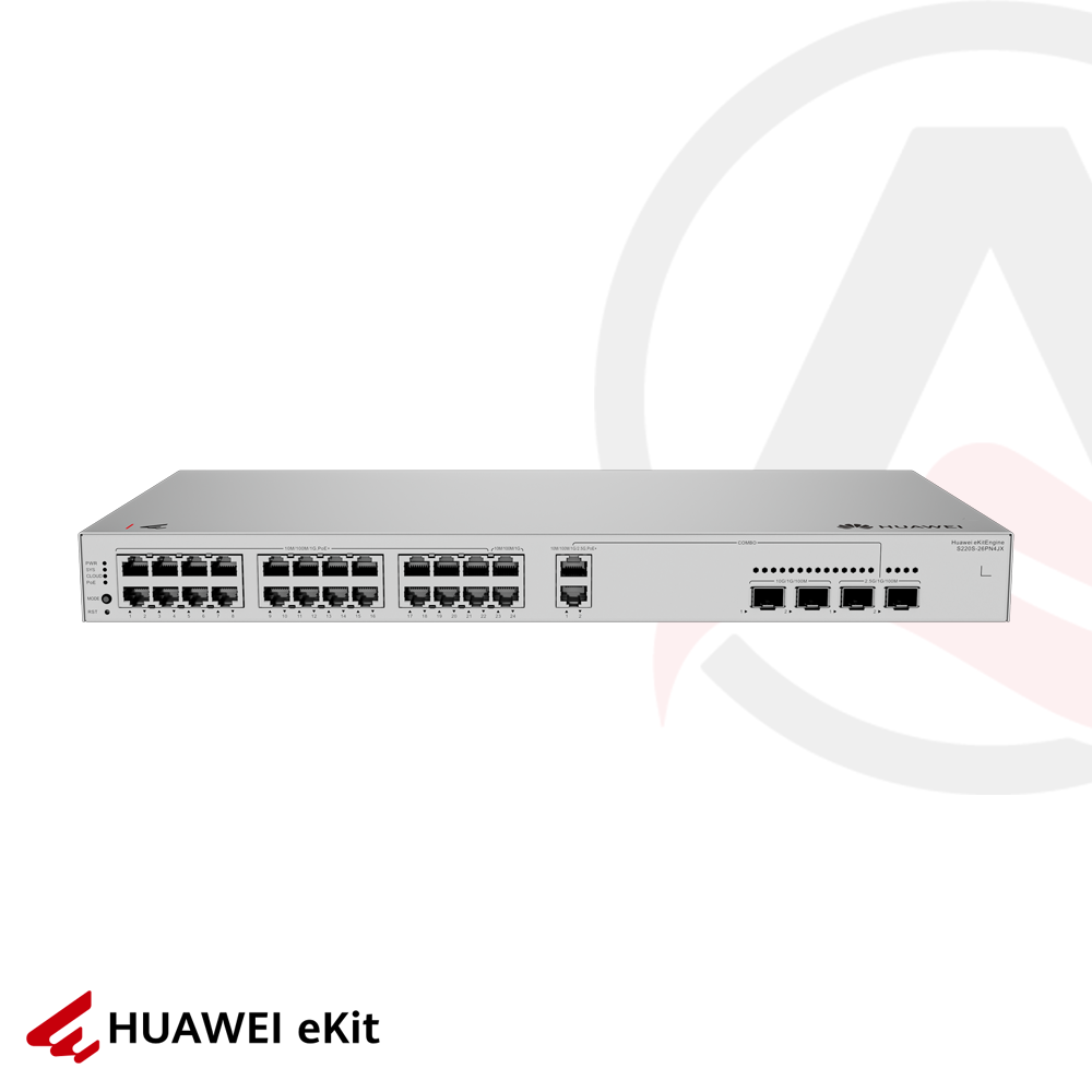 Huawei S220S-26PN4JX - 24 Port PoE, 2 Port 2.5G, 2 Port 10G SFP, 10/100/1000 L2 Yönetilebilir Switch, 400W